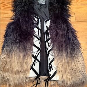 Faux Fur Vest with Ombre Design Small excellent condition